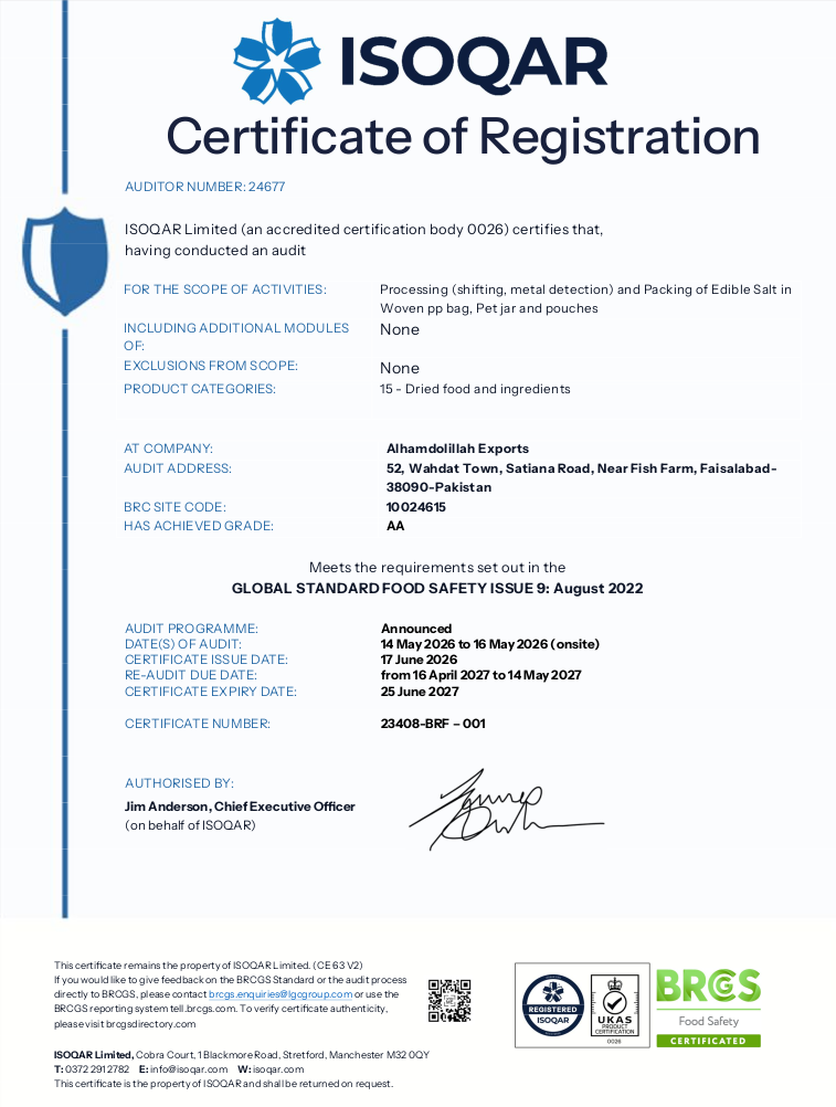 United Nations Registered Vendor certificate — Alhamdolillah Exports