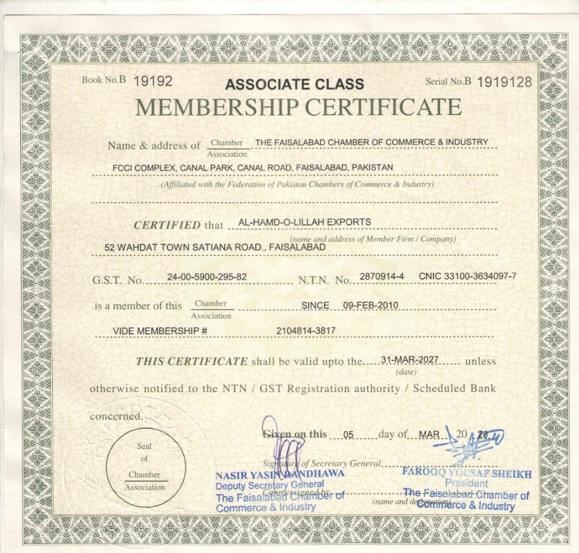 BRCGS Grade AA certificate — Alhamdolillah Exports — ISOQAR