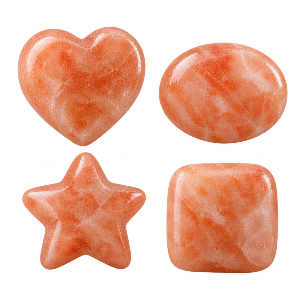 Custom carved Himalayan salt soap bars in heart and oval shapes