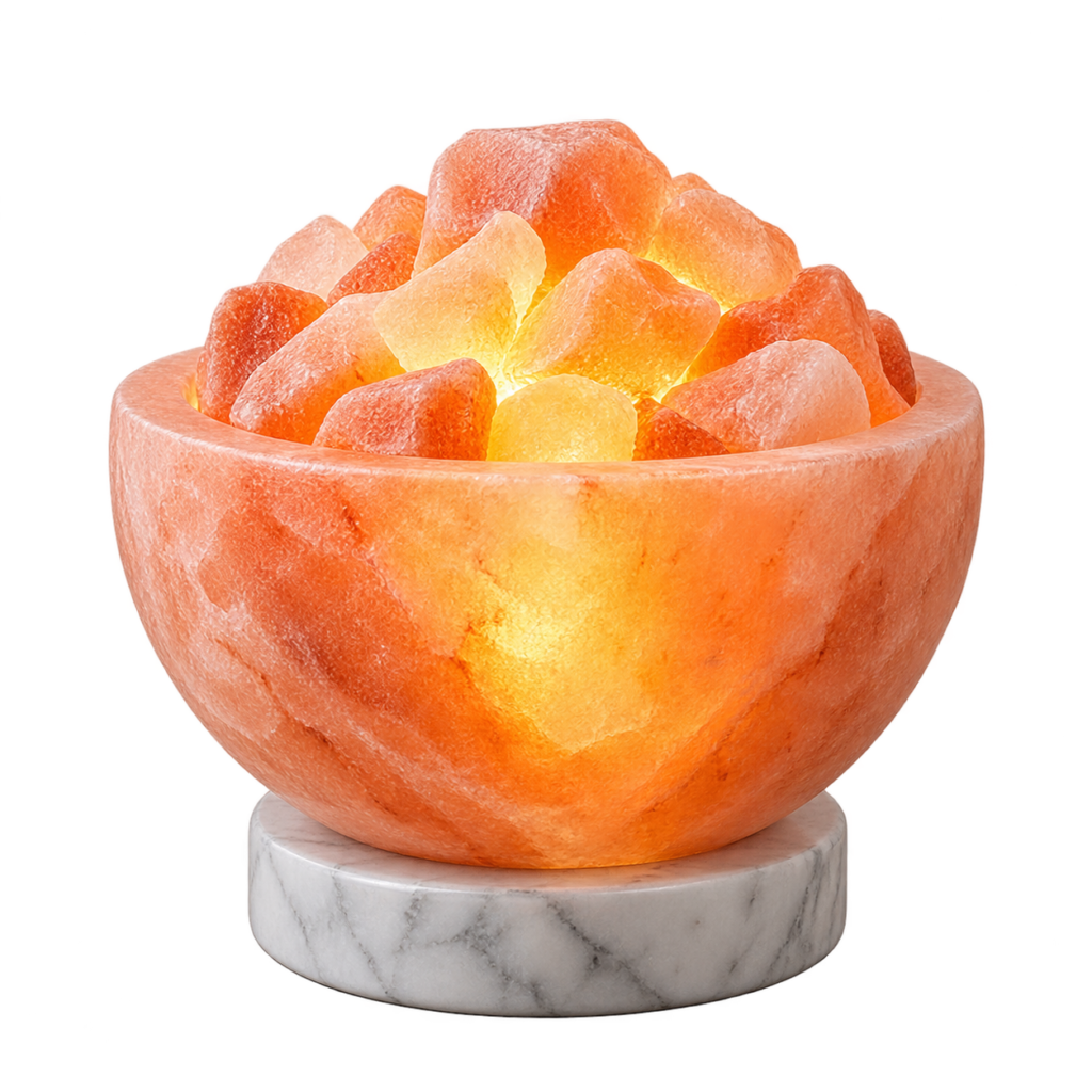 Premium marble base Himalayan salt bowl lamp