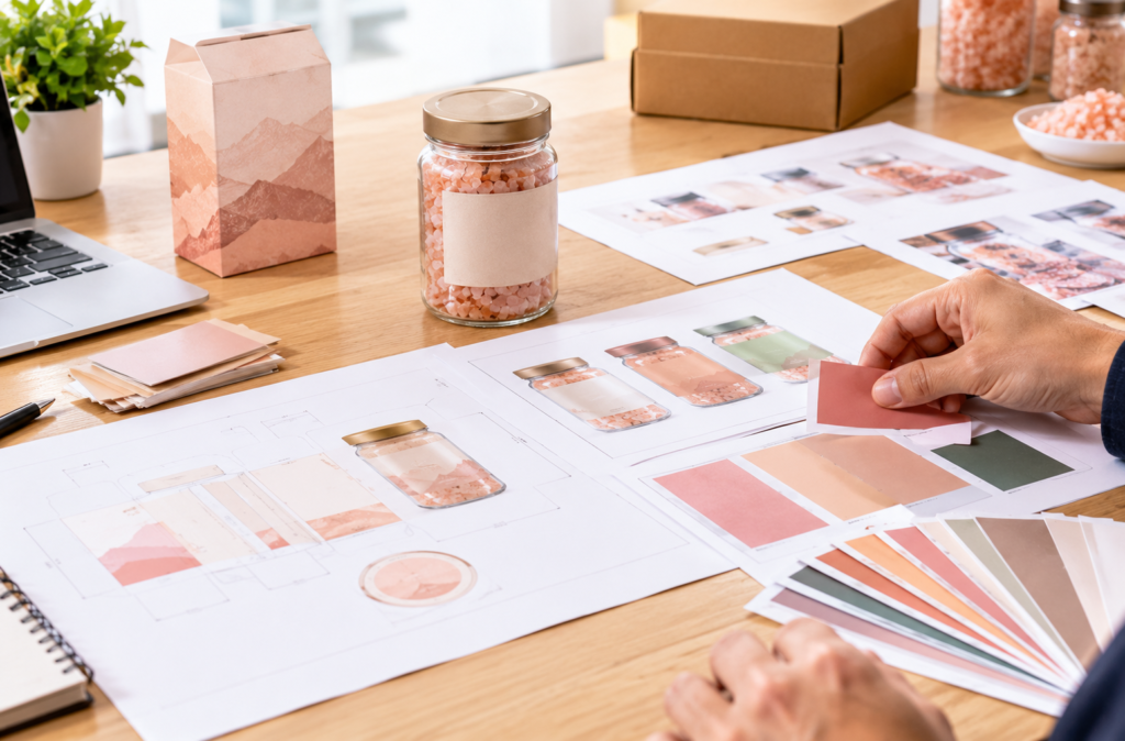 Private label artwork proofing and sample approval for a salt product