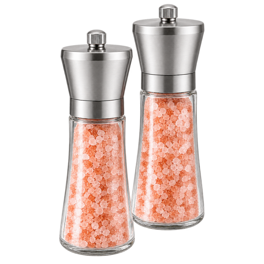 Private label pink salt grinder packs for retail brands