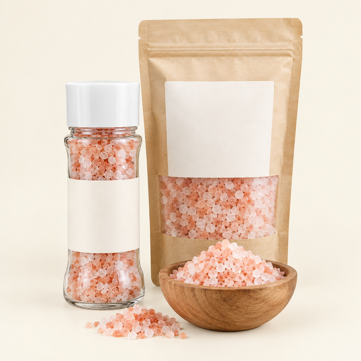 Private label table salt retail supplied in unbranded packaging for own-brand programmes