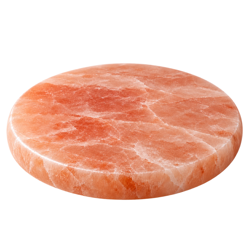 Round Himalayan salt serving plate for retail and gift channels