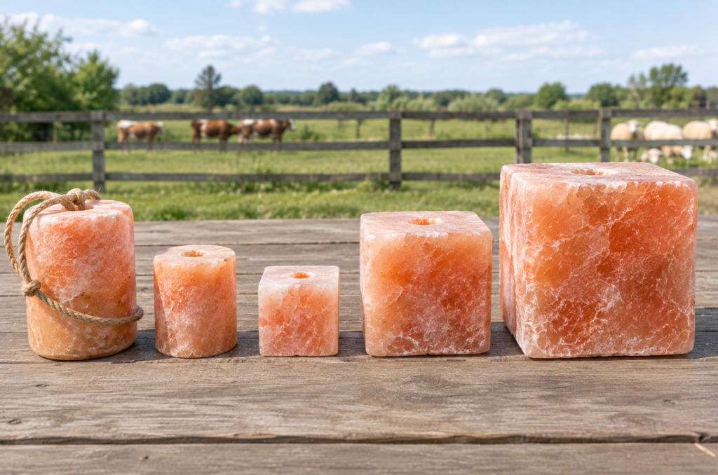 Range of Himalayan salt lick formats and weights for different livestock species