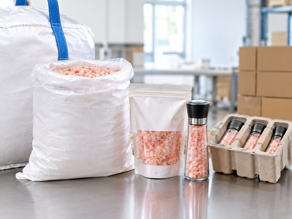Himalayan salt packaging formats from bulk bags to retail units