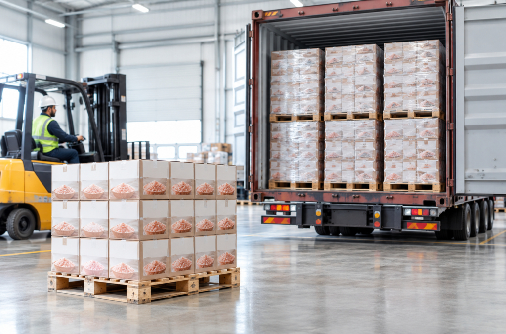Private label pink salt scaling from pallet quantities to full container loads