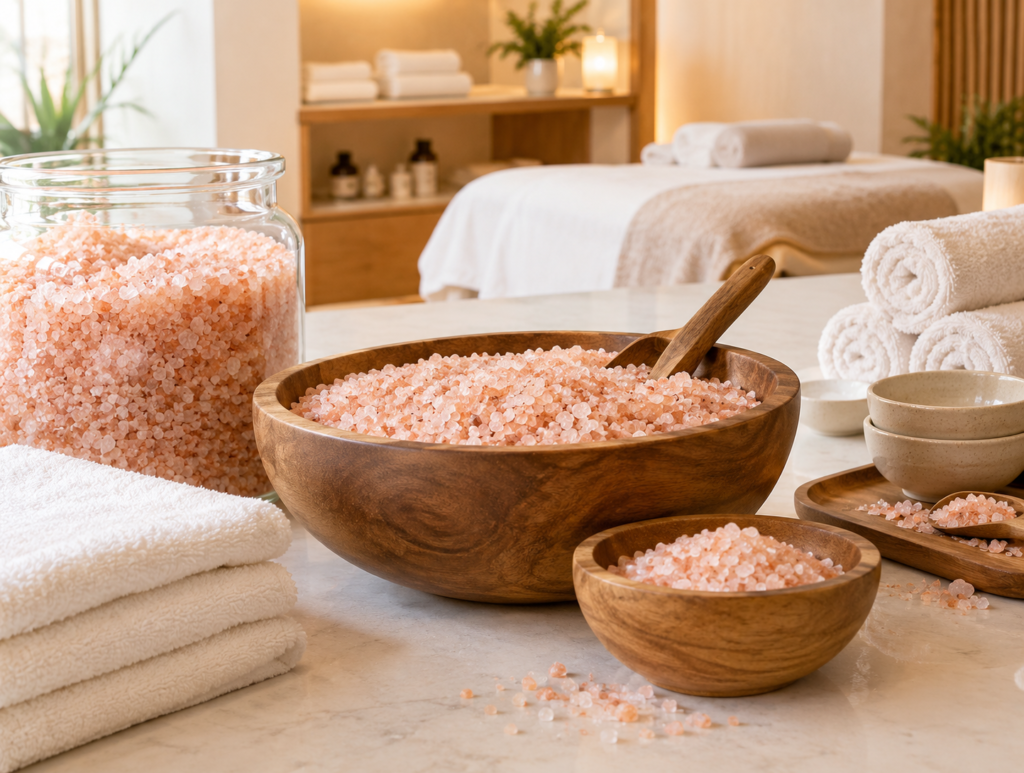 Bulk bath salt supplied for spa treatment room use