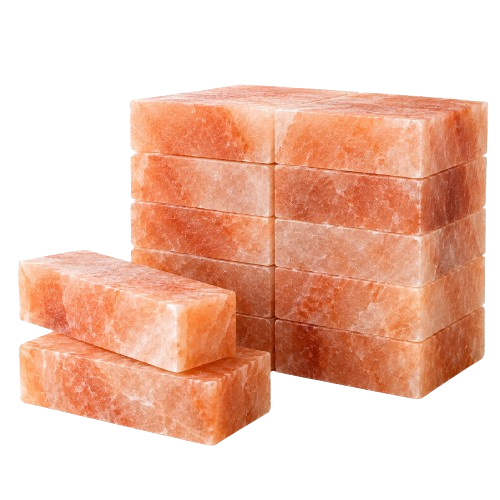 Standard Himalayan salt bricks cut to uniform construction dimensions