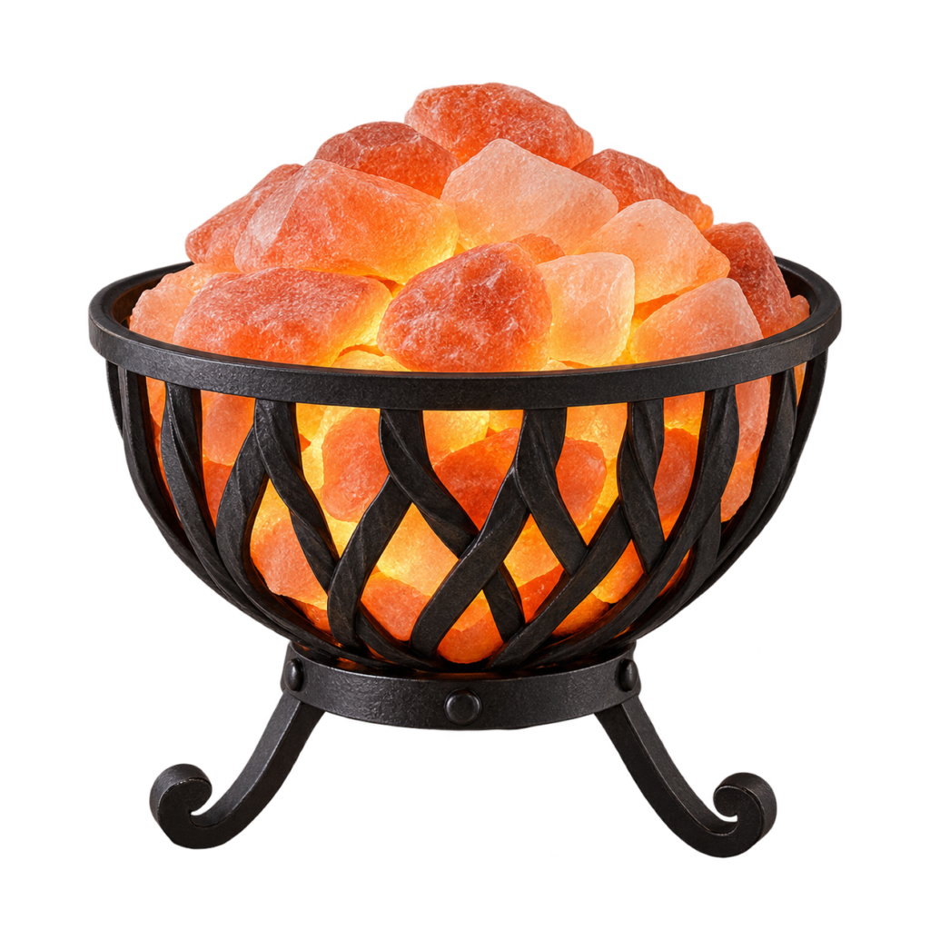 Wrought iron salt fire bowl lamp for wholesale supply