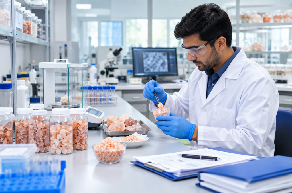 Laboratory testing and registration documentation for Himalayan salt entering Asian markets