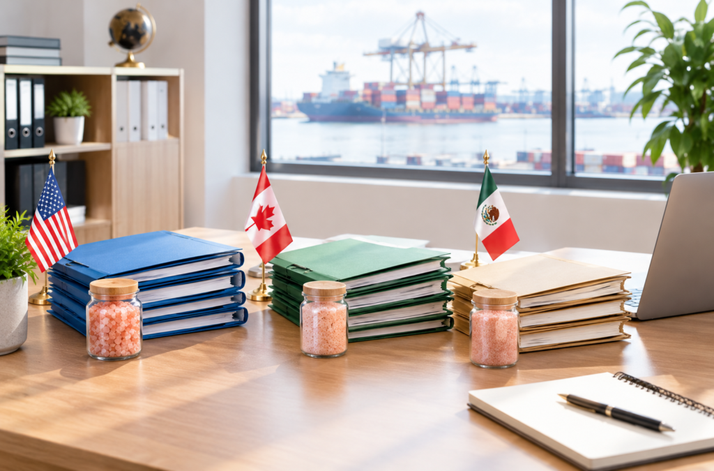 FDA, CFIA and COFEPRIS documentation prepared for Himalayan salt imports